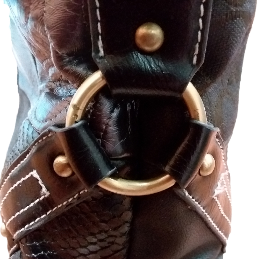☆☆SOLD☆☆Coach Brown Patchwork Leather Shoulder Bag - Picture 14 of 15